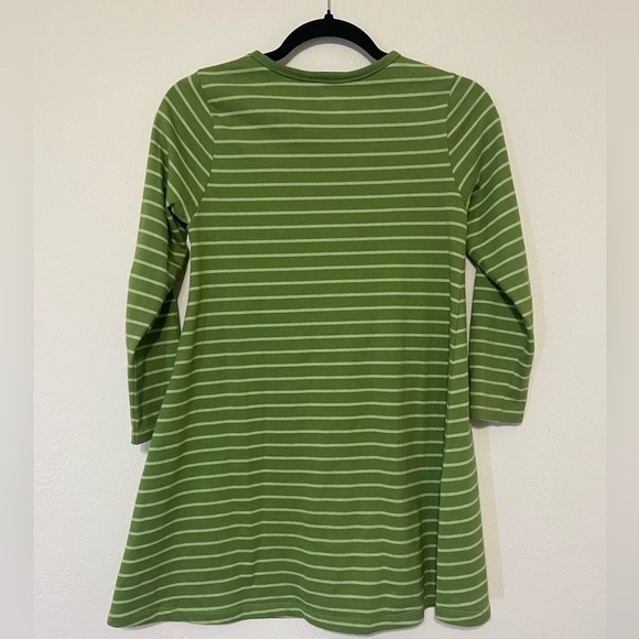 Leveret girls size 10 green stripe bunny cotton long sleeve dress LIKE NEW - Picture 4 of 8